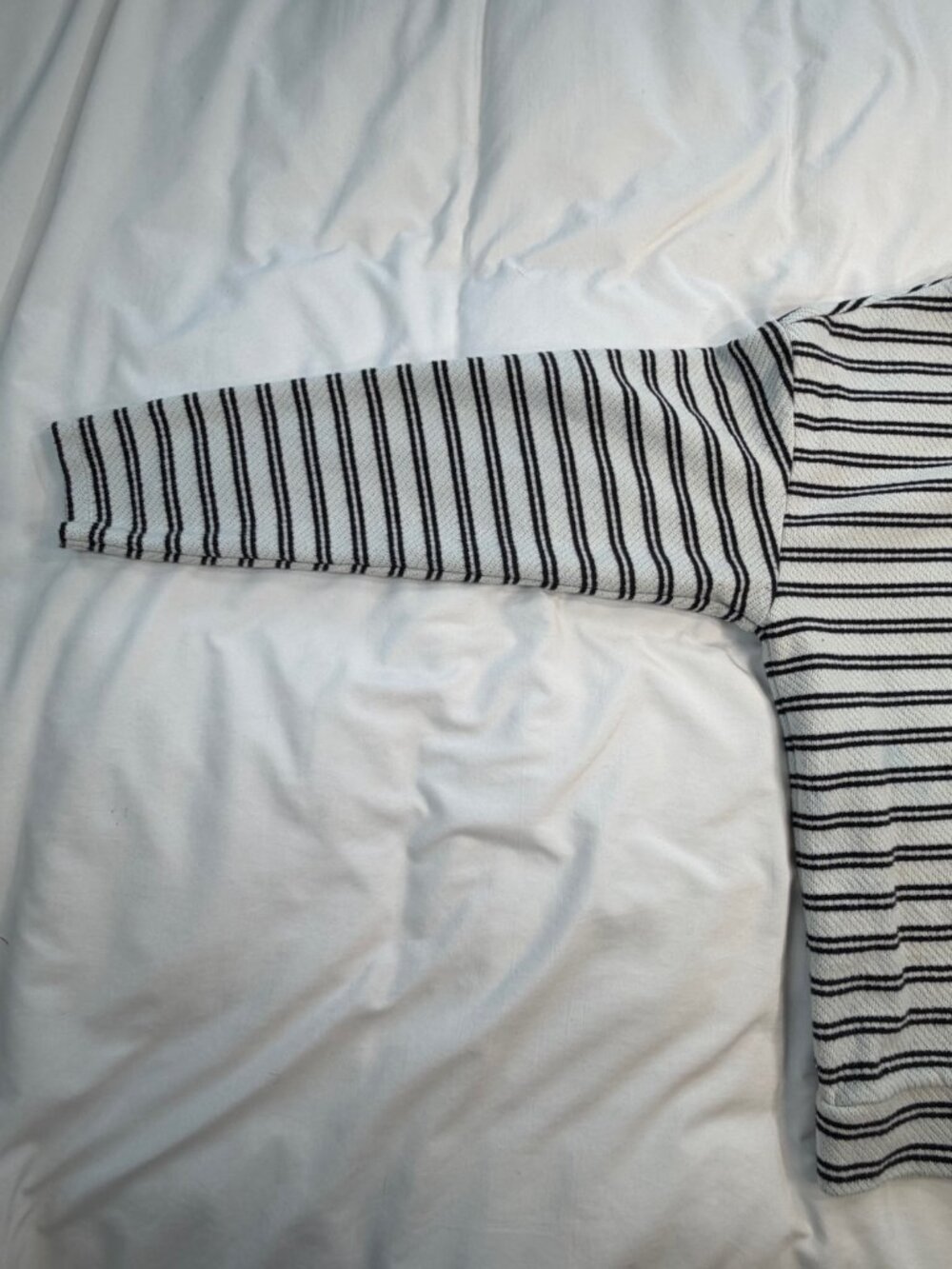 LOFT Striped Textured Knit Top Black White Long Sleeve Size M - Picture 11 of 11